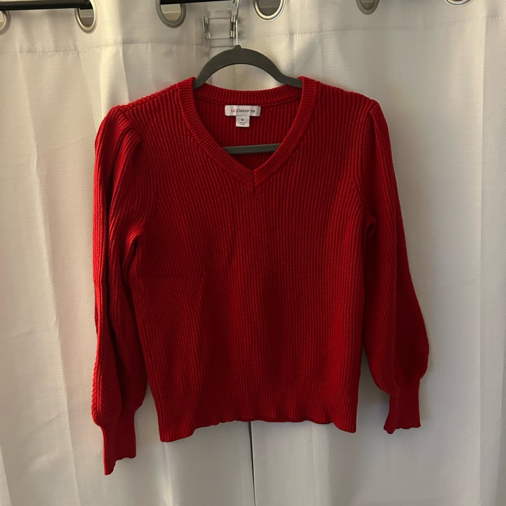 Liz Claiborne Red V-Neck Sweater